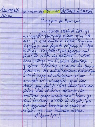 Lettre enfant mission 2008